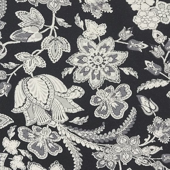 J Jill Wearever Collection Shirt XS Black White Tunic 3/4 Sleeve Boatneck Floral - Picture 11 of 11